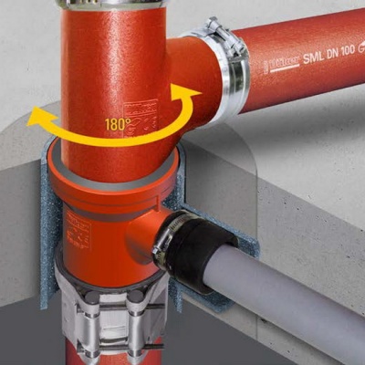 Тройник канализационный CON-PIPE SML 250-100-88° чугунный безраструбный шумопоглощающий
