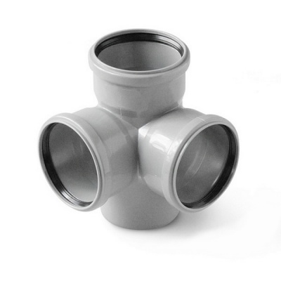 Крестовина канализационная PRO AQUA Comfort 110-110-110 87,5° двухплоскостная серая