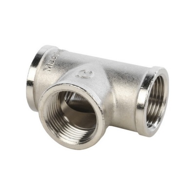 Тройник соединительный STOUT 1" ВР-ВР никелированный