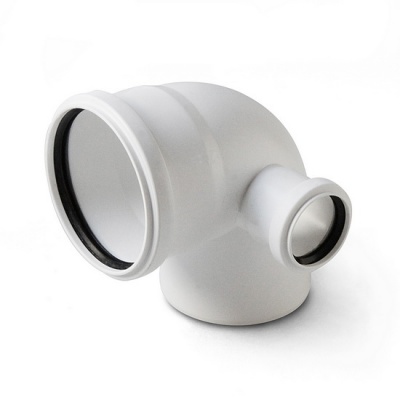 Отвод канализационный PRO AQUA Stilte 110-50 87,5° с выходом правый малошумный белый
