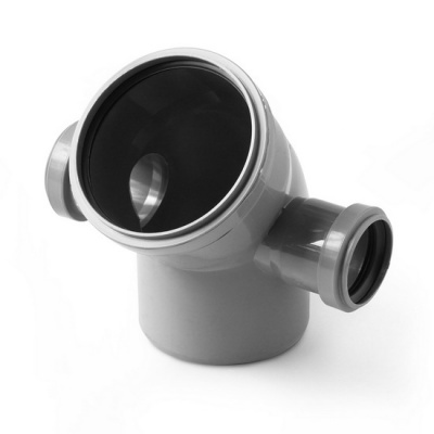 Отвод канализационный PRO AQUA Comfort 110-50 45° с выходом левый и правый серый