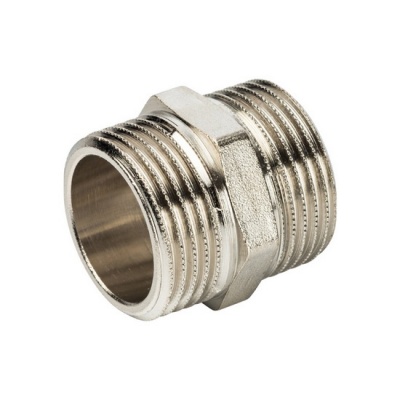 Ниппель соединительный STOUT 3/8" НР-НР никелированный