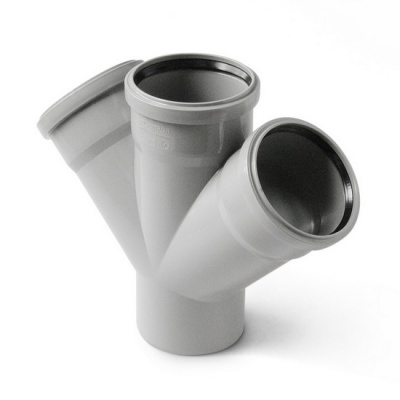 Крестовина канализационная PRO AQUA Comfort 110-50-50 45° одноплоскостная переходная серая