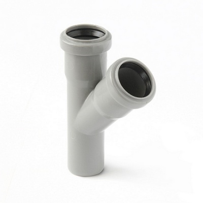 Тройник канализационный PRO AQUA Comfort 50-50 45° серый