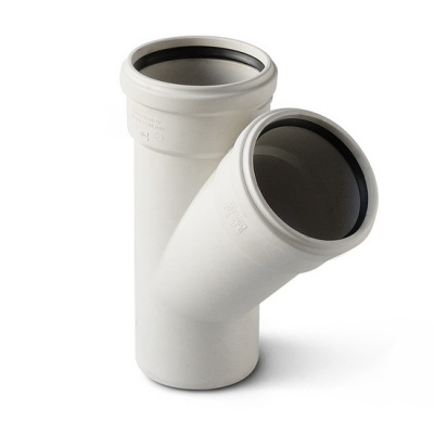 Тройник канализационный PRO AQUA Stilte Plus 160-160 45° шумопоглощающий серый