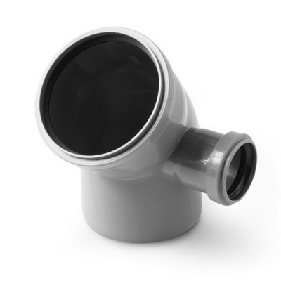 Отвод канализационный PRO AQUA Comfort 110-50 45° с выходом правый серый